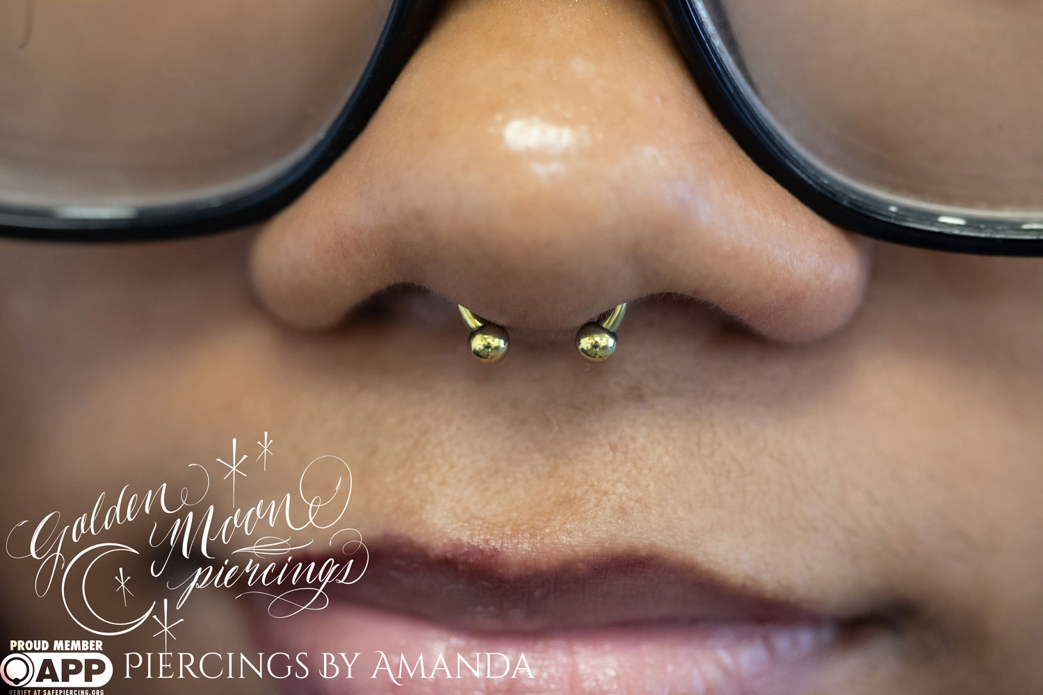 Fresh Septum piercing with anodized titanium